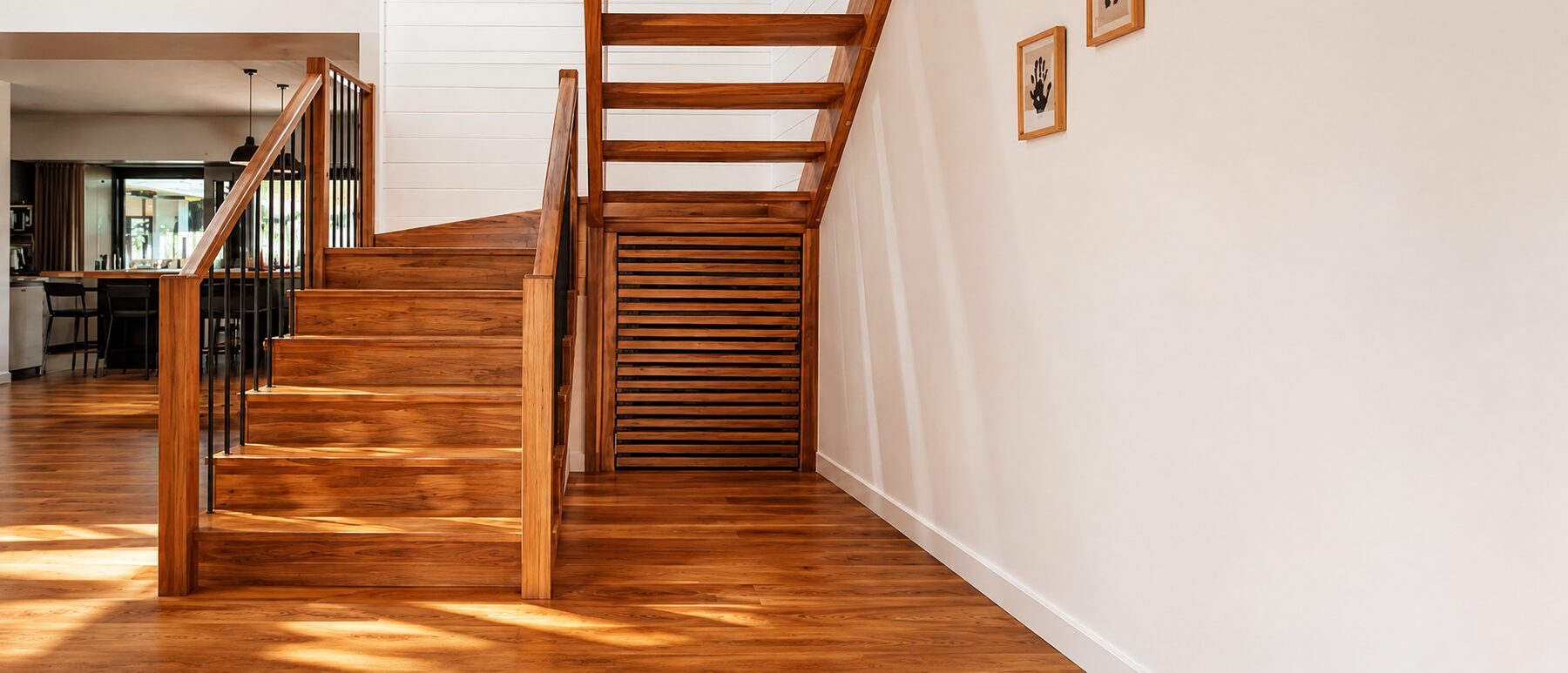 Timber stairs and hallway