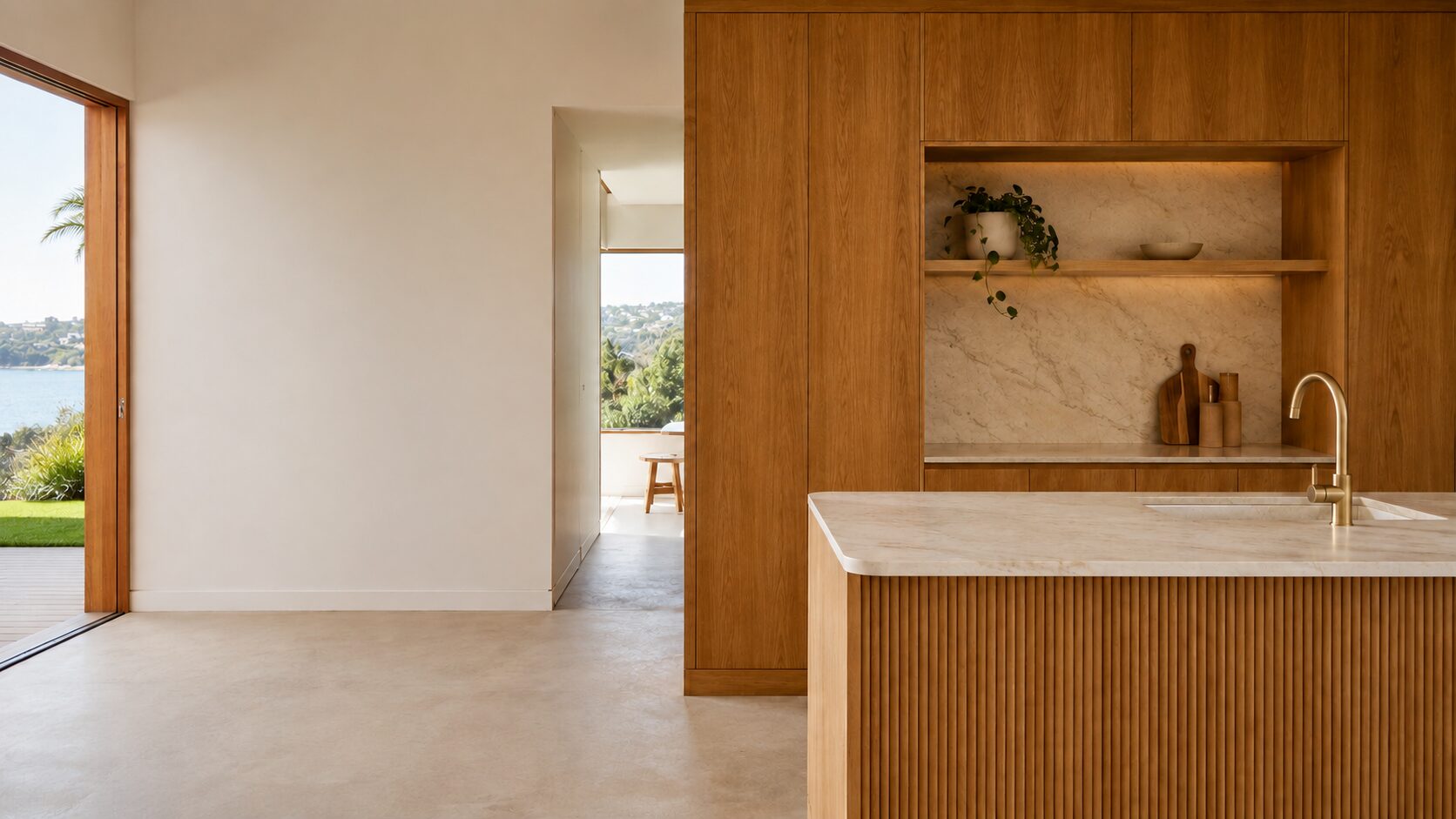 Kitchen island with ocean view